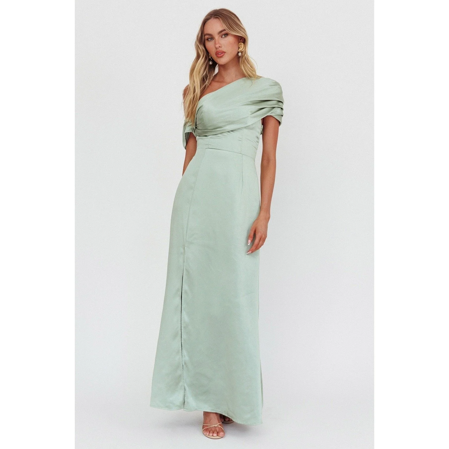 knee length dresses for ladies Anne | Red Asymmetric-Neck Wrapped Maxi Dress with Sash