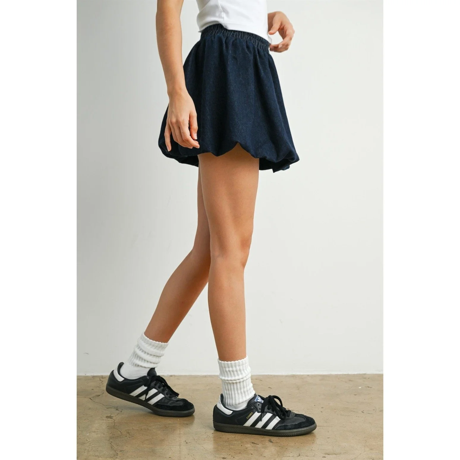 Denim Bubble Skirt Indigo
