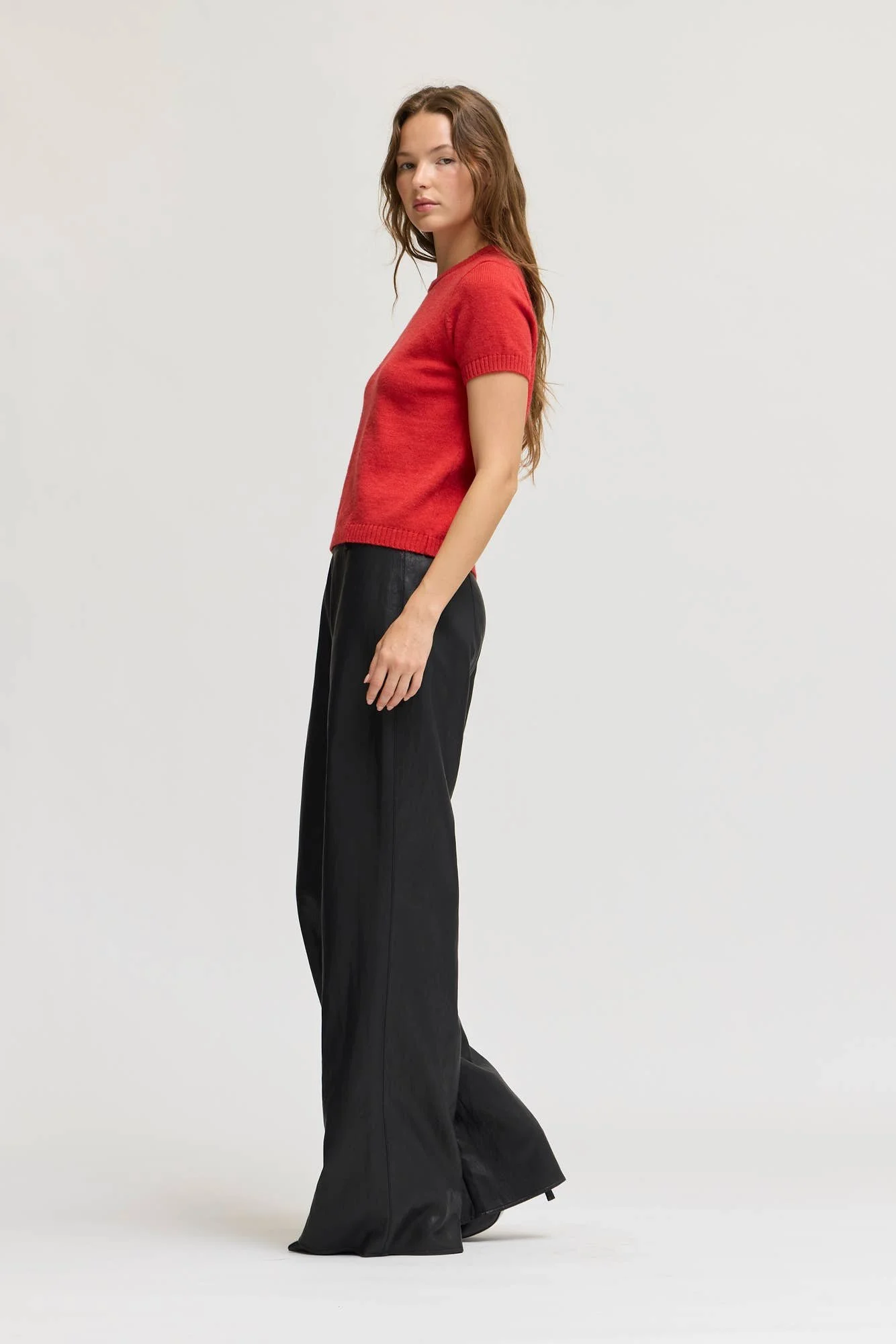 Short Sleeve Knit Sweater Top Bell Pepper