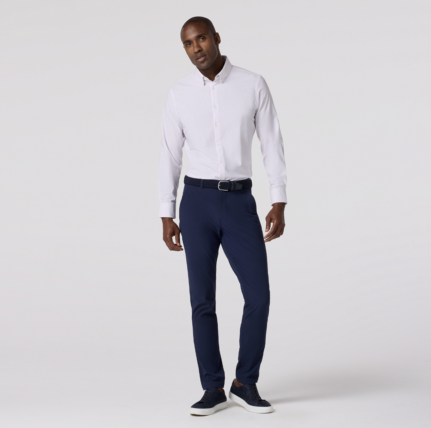 M+M Leeward Dress Shirt Lavender Haze Crest Dot