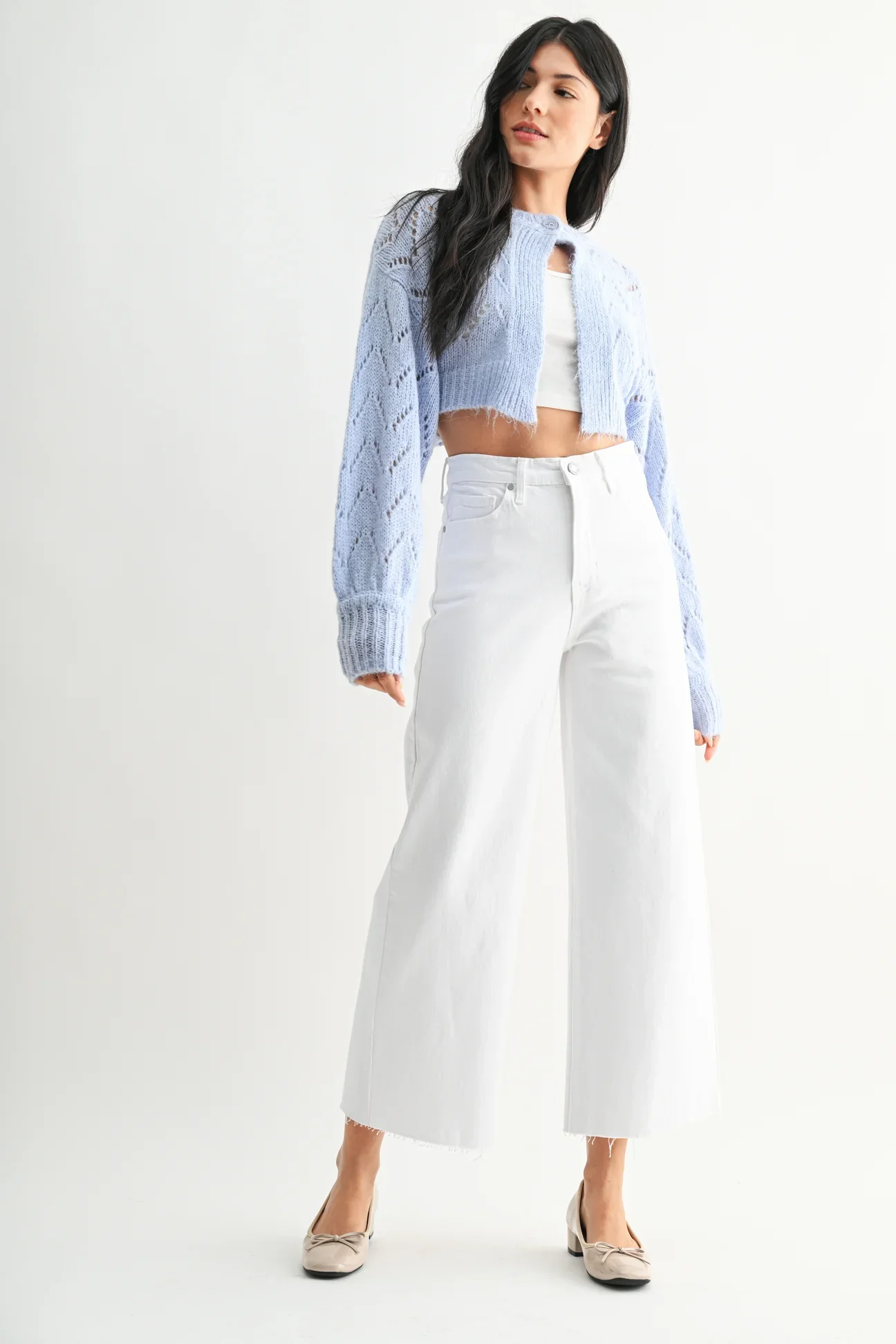 Scissor Cut Wide Leg Optic White