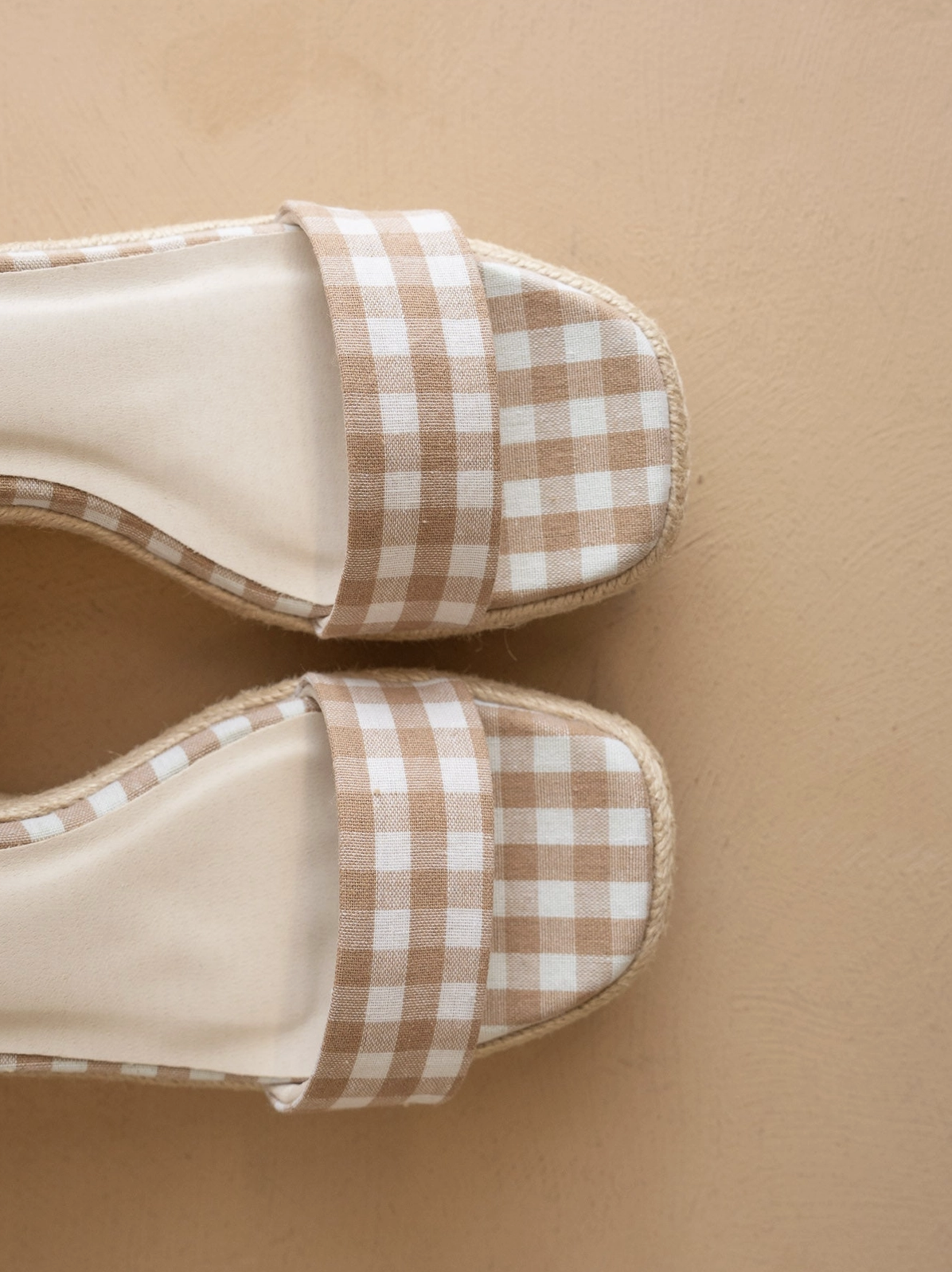 The Oceana Wrap Wedge Latte Gingham
