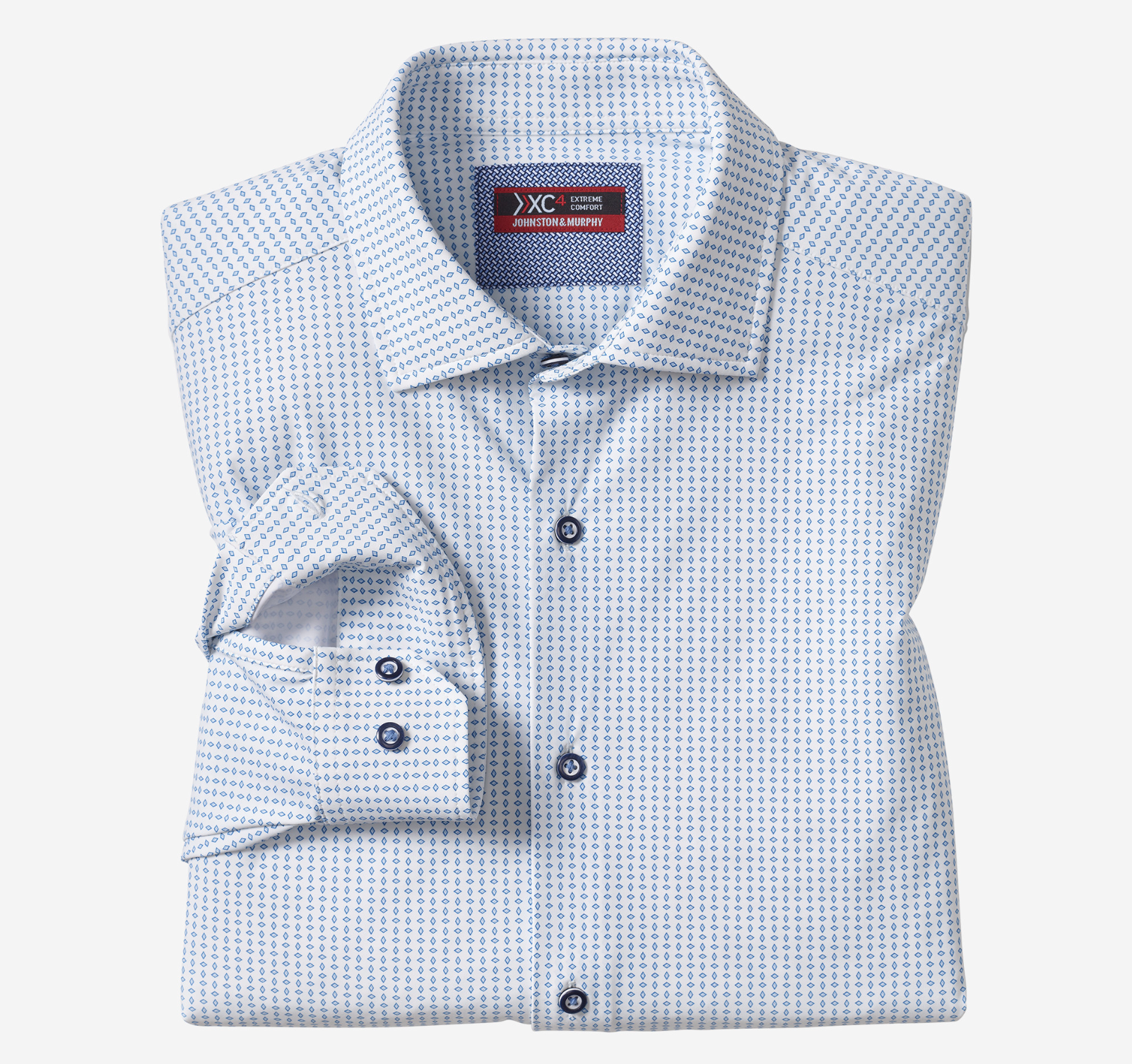 J&M XC4 Long Sleeve Print Knit Shirt Blue Diamond