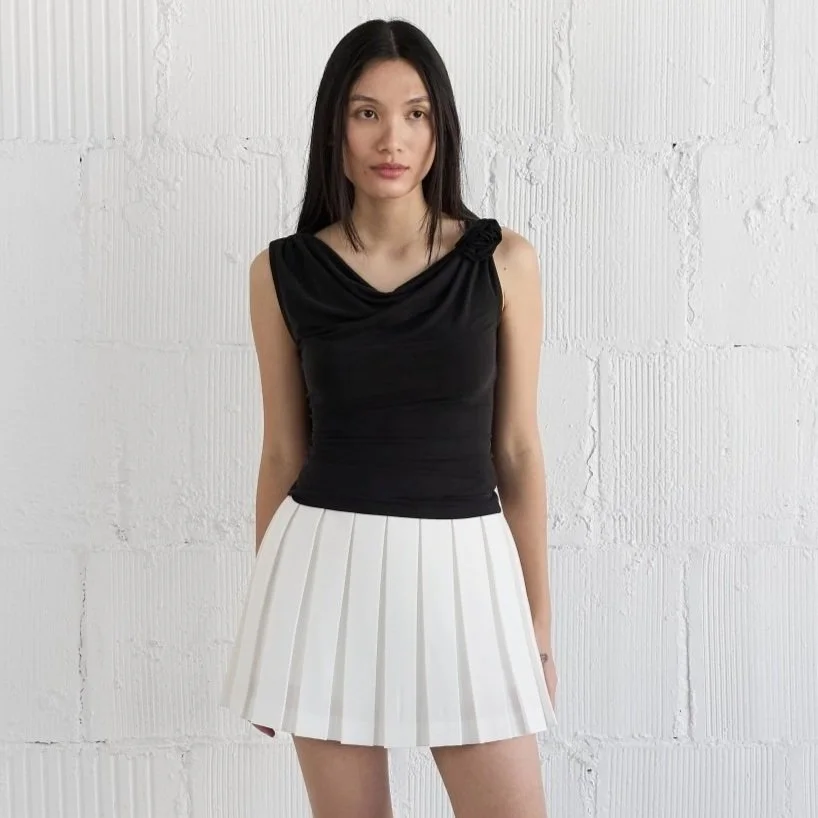 The Kacey Rosette Tank Black