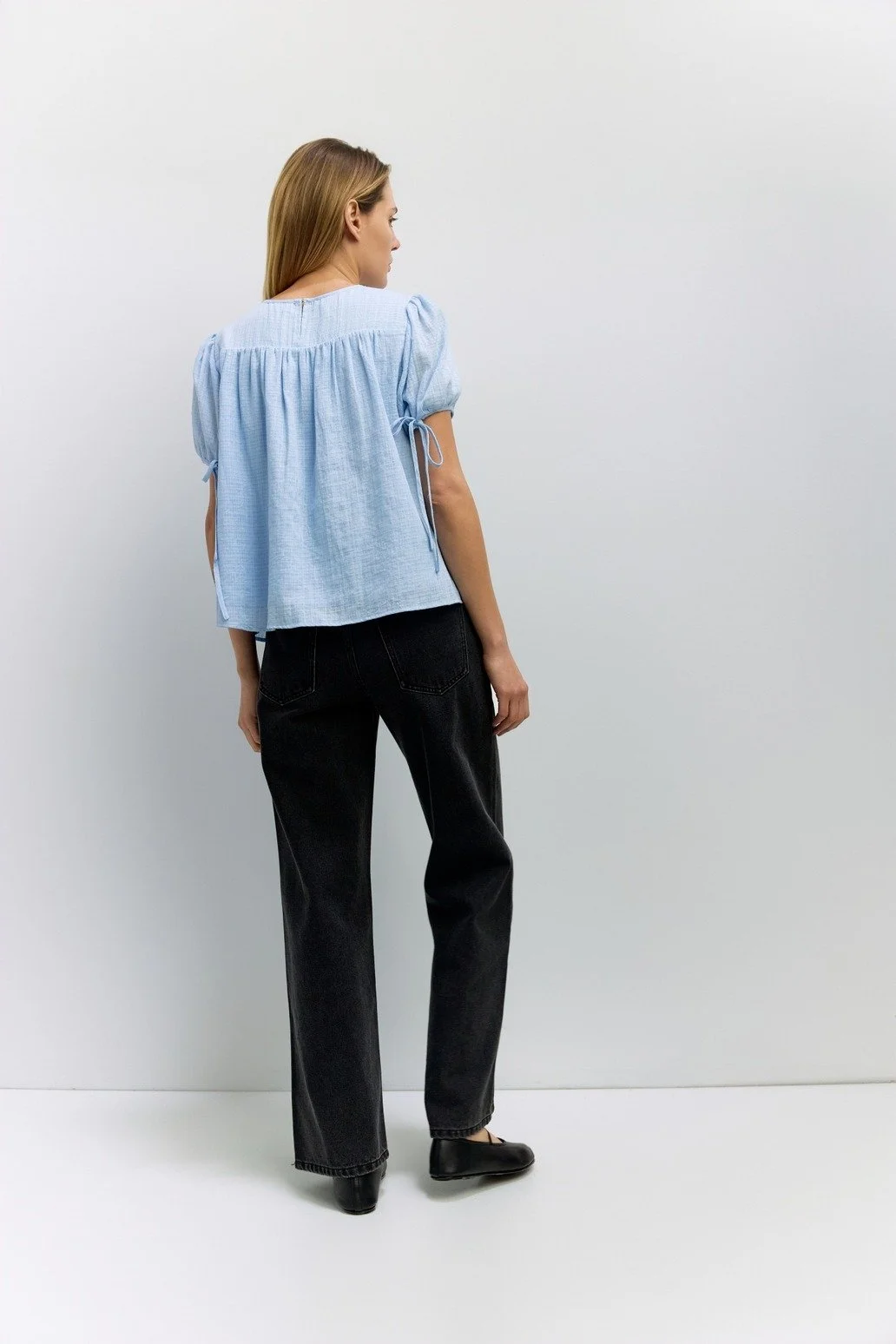 The Penelope Tiered Woven Top Blue