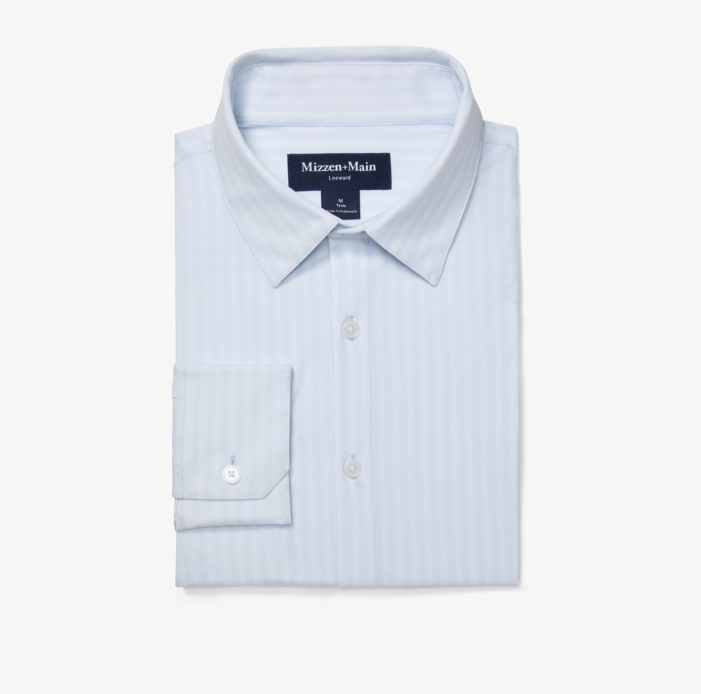 M+M Leeward Dress Shirt Sky Herringbone
