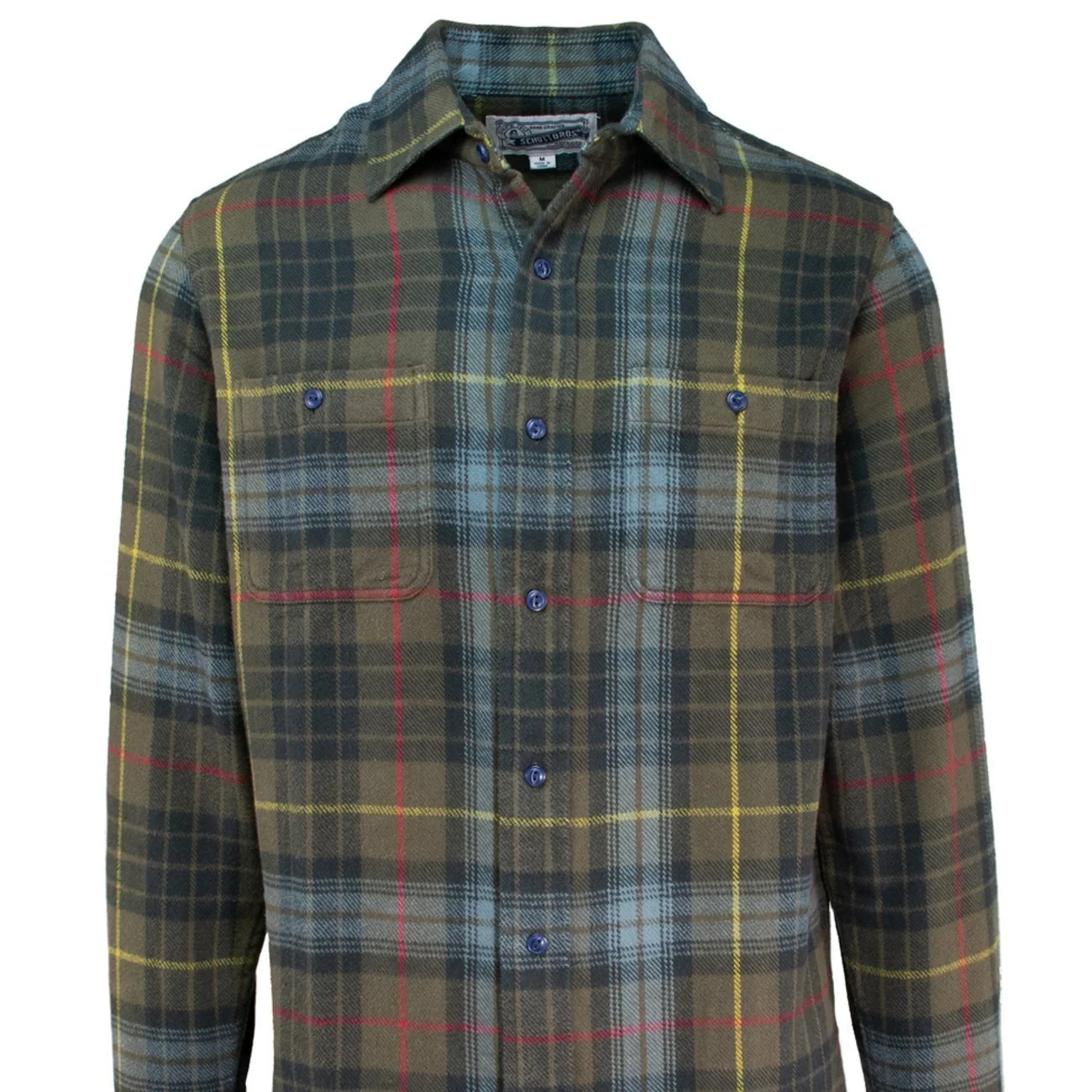 Schott Plaid Cotton Flannel Moss