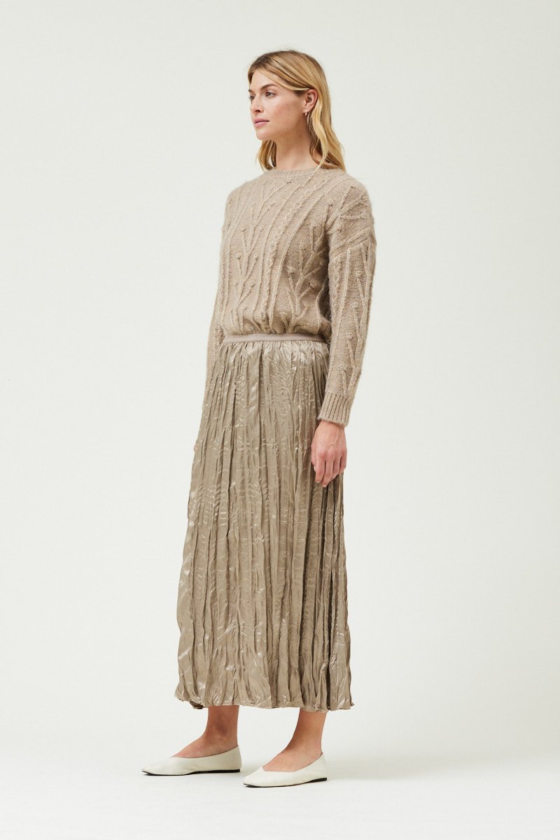Pleated Midi Skirt Fawn