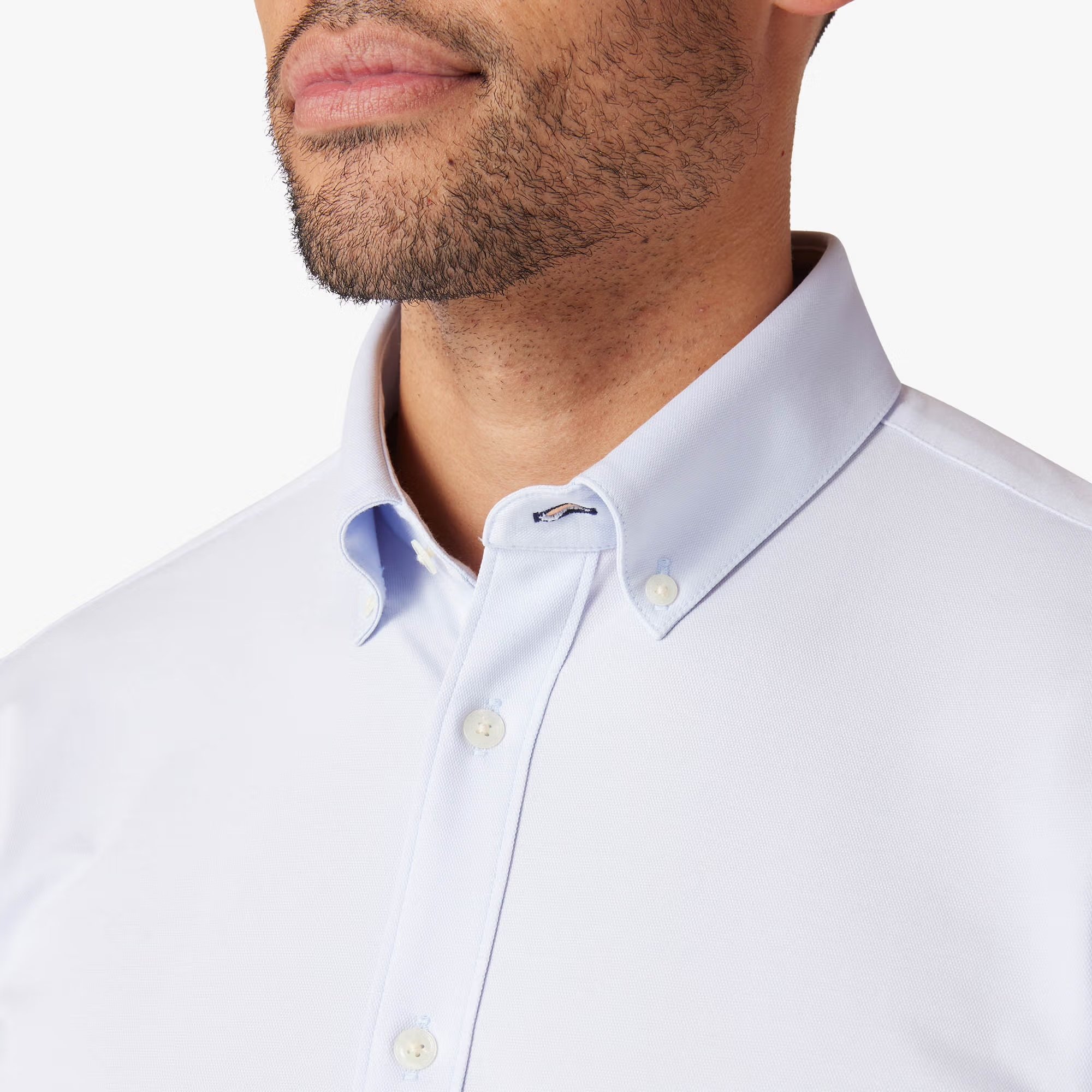 M+M Ellis Oxford No Tuck Sky Solid