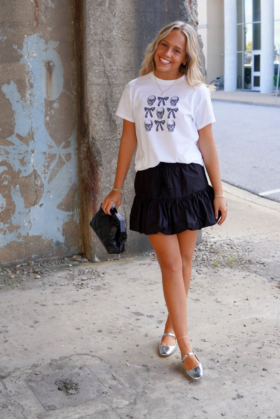 Coquette Halloween Bow & Skull Tee