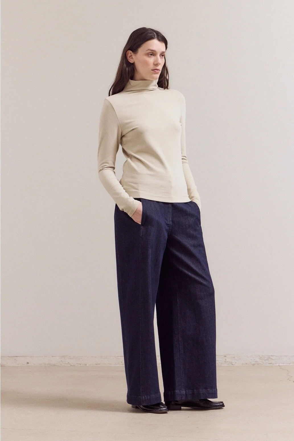Brushed Mock Neck Long Sleeve Top Papyrus