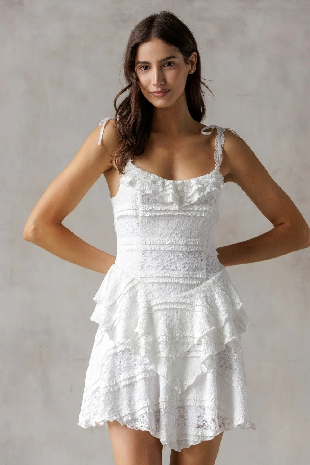 Lace Handkerchief Hem Sundress White  Byron & Barclay