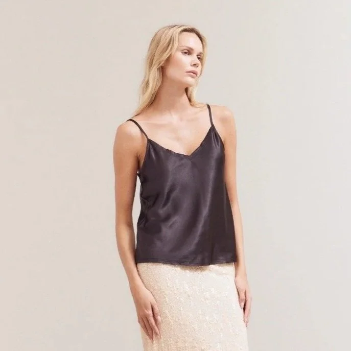 Raw Edge Satin Camisole Black
