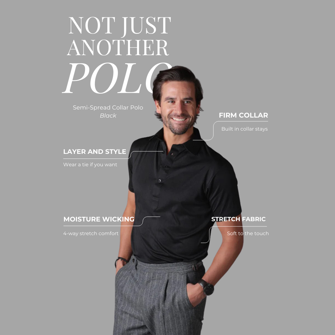 Collars & Co. - Semi-Spread Collar Polo - Black - 6.png