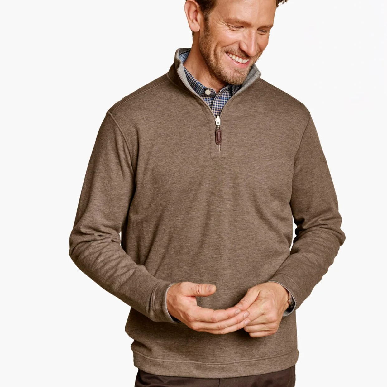 J&M Icon Reversible Quarter Zip Oatmeal/Light Gray