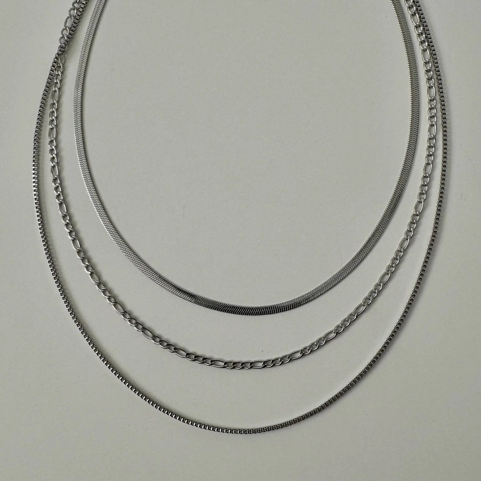 Shaylene Three Layer Necklace Silver