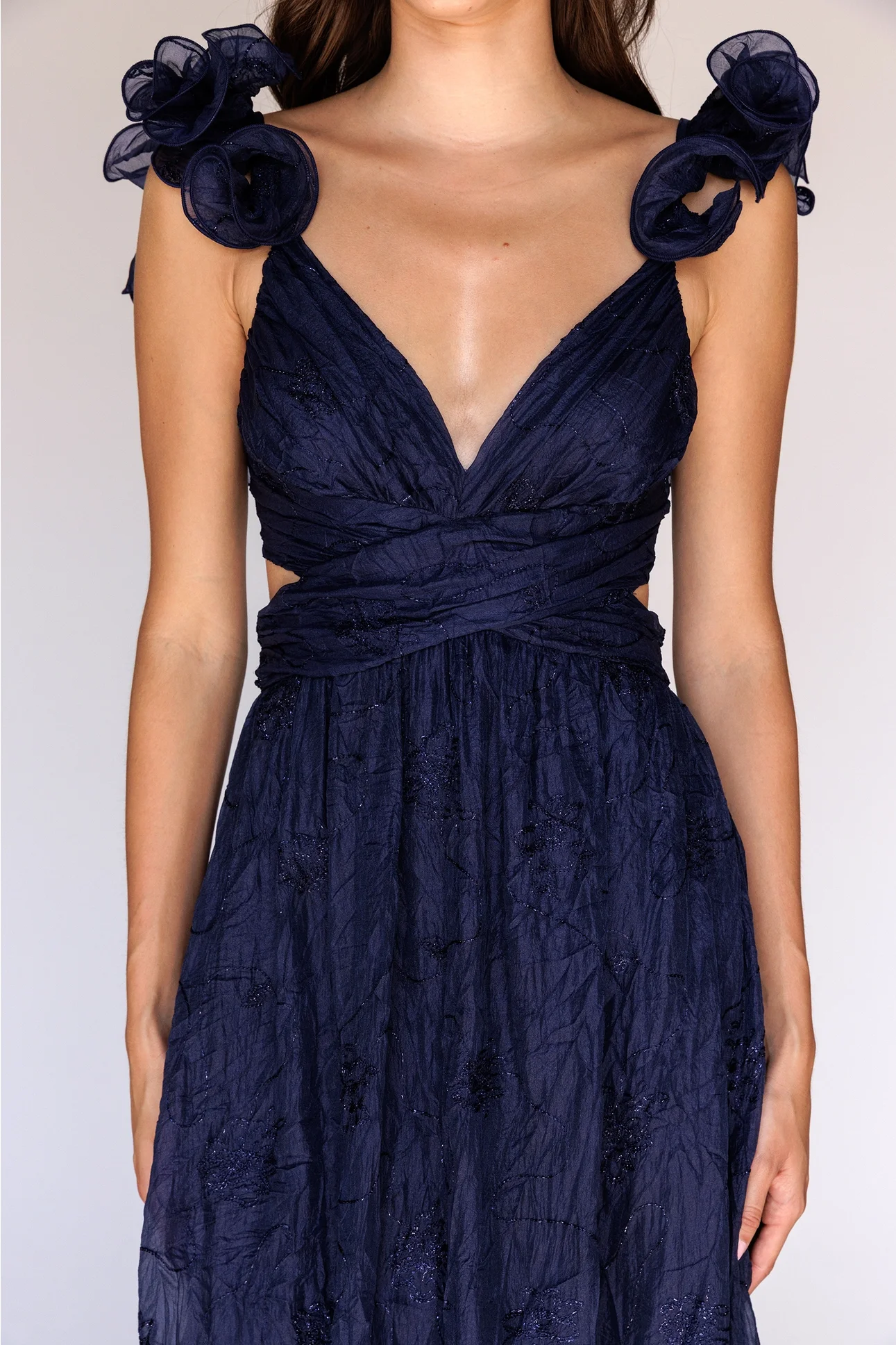 Julietta Maxi Dress Navy Embroidered Floral