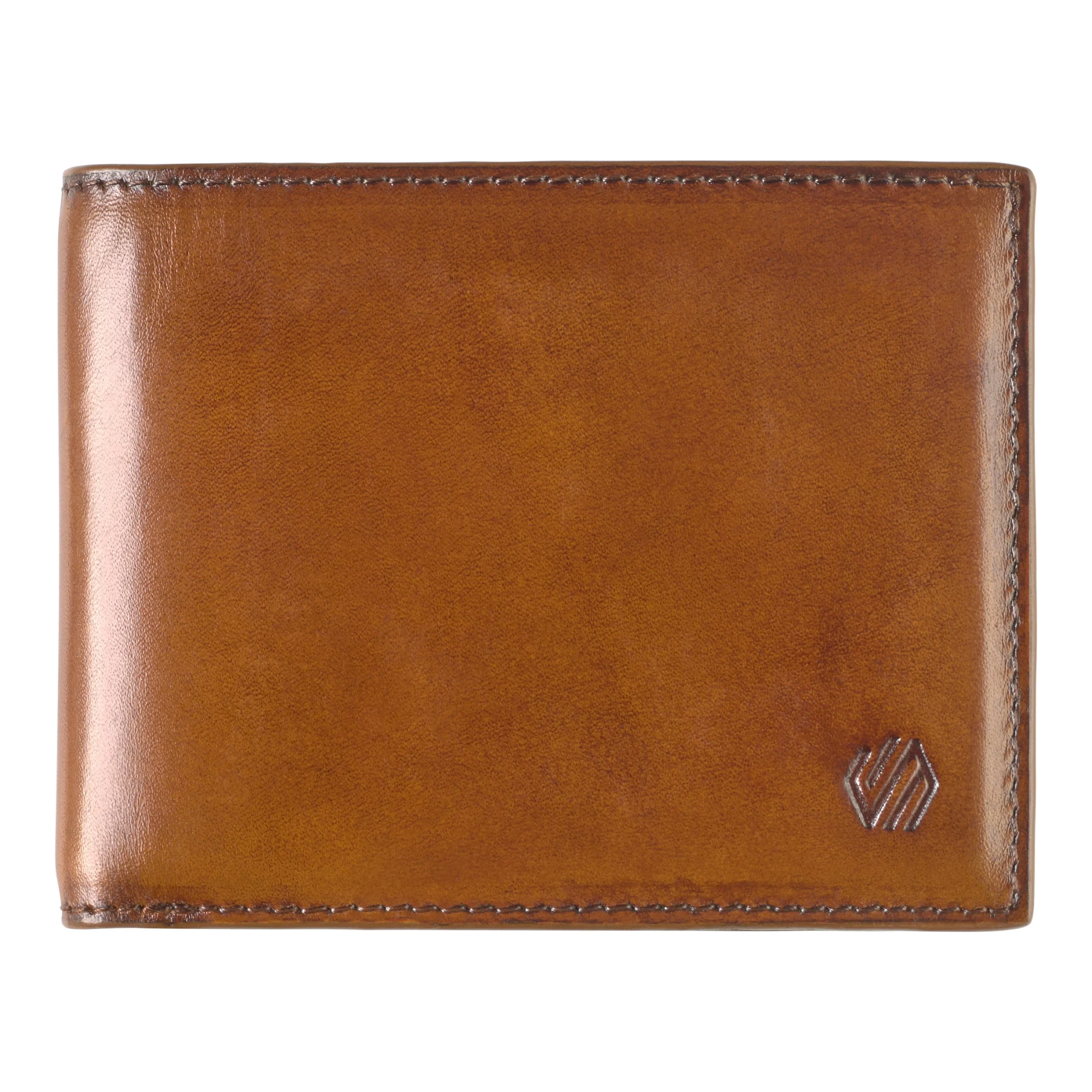 J&M Hudson Burnished Billfold Wallet Brown