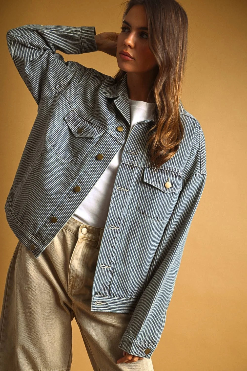 Denim Button Jacket Engineer Stripe