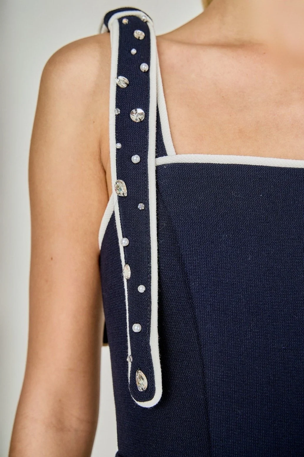 Beaded Strap Mini Dress Navy