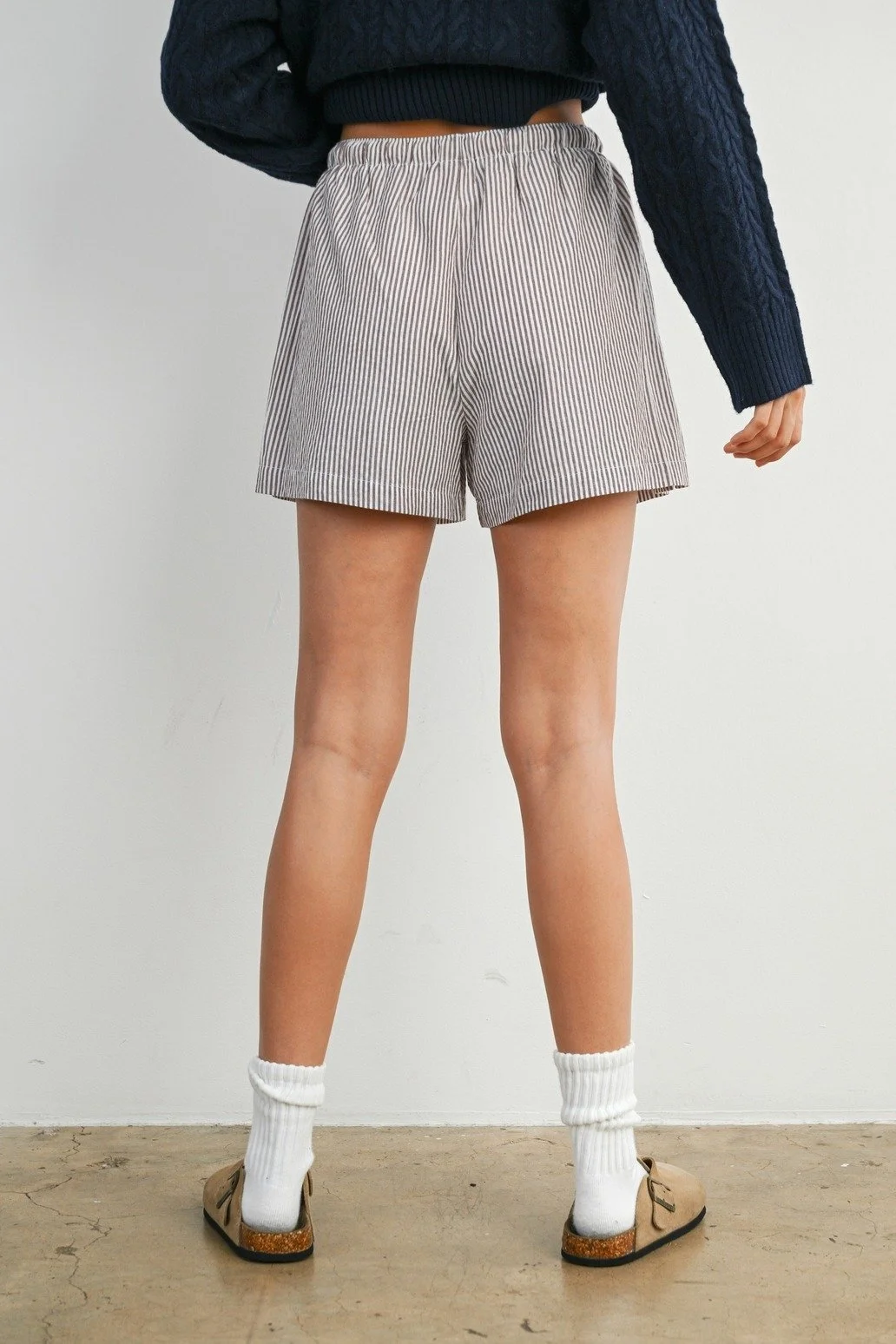 Drawstring Boxer Shorts Brown Stripe