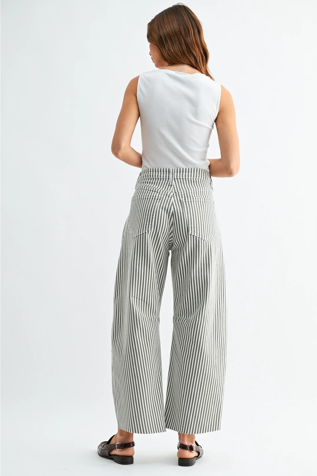 Barrel Jean with Stripe Olive