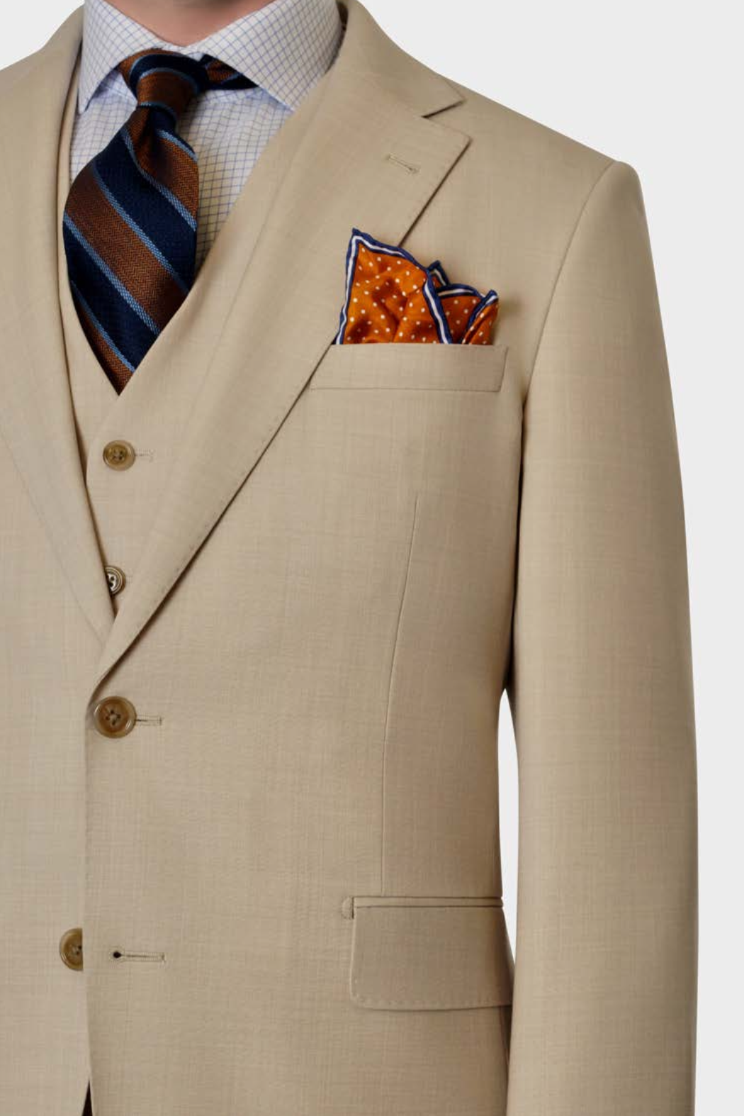 Stretch Wool Notch Lapel 2-Piece Suit Light Tan