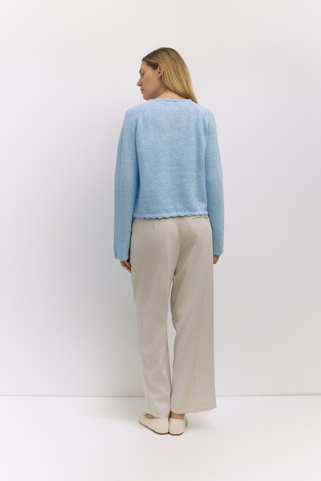 The Tiffany Scalloped Cardigan Baby Blue