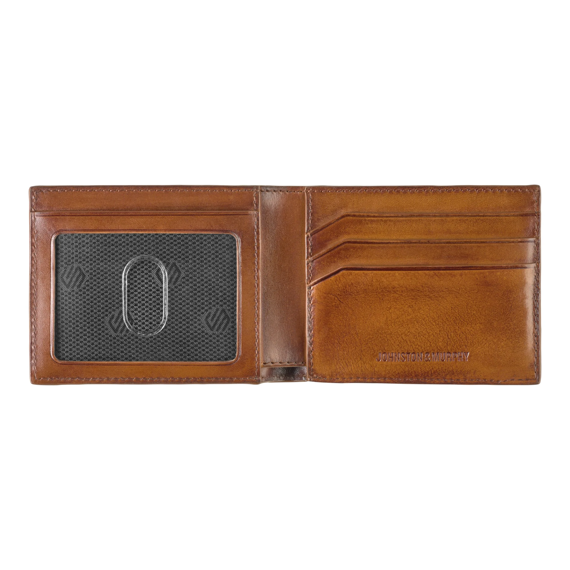 J&M Hudson Burnished Billfold Wallet Brown