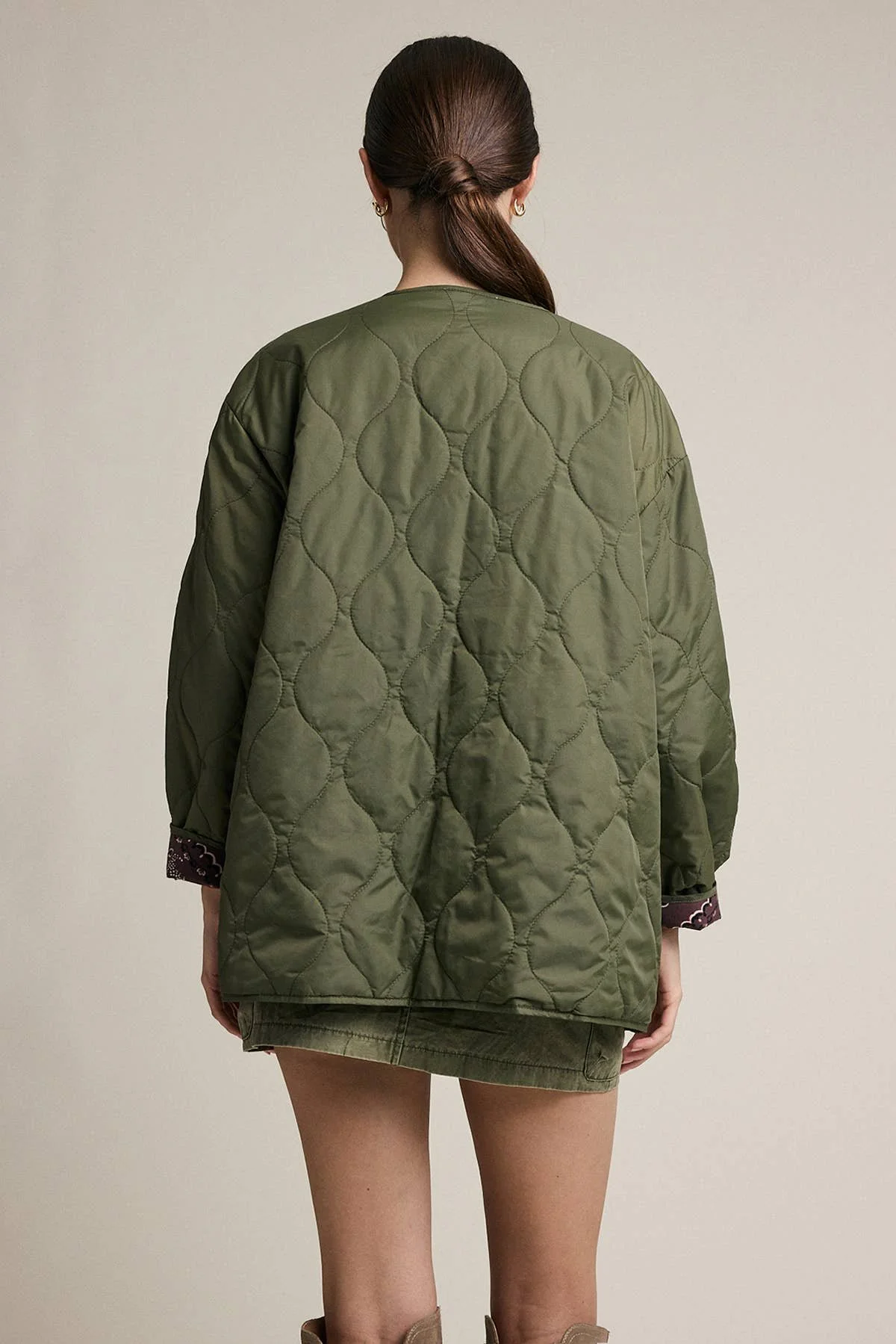Reversible Quilted Bandana Jacket Brown & Olive