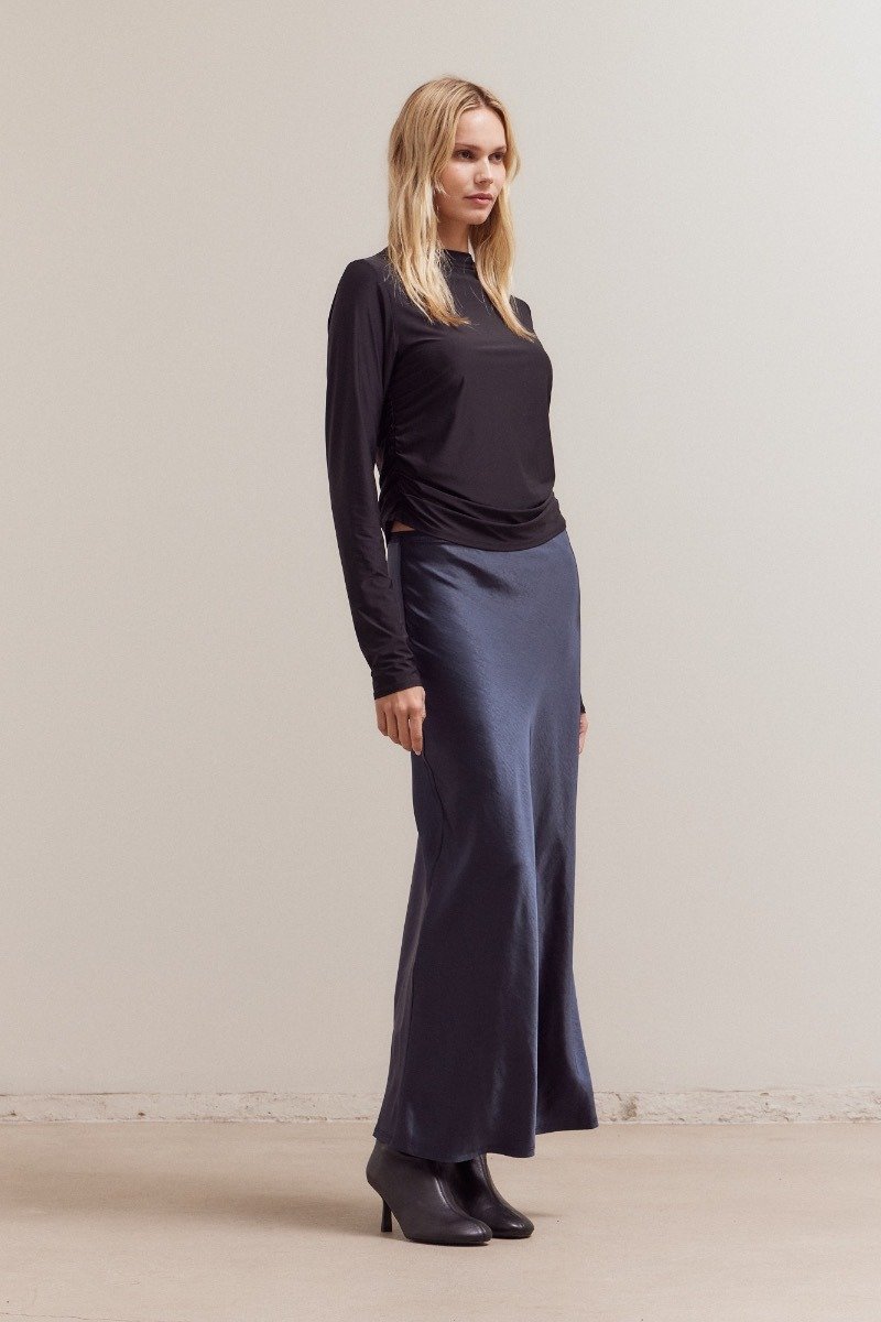 Satin Mermaid Skirt Midnight