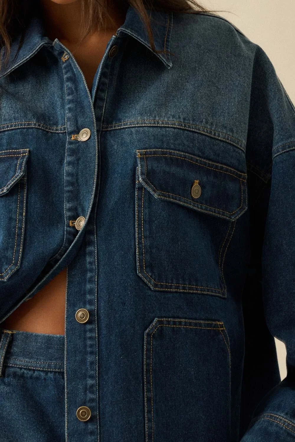 Oversized Pocket Jacket Ombre Wash Denim