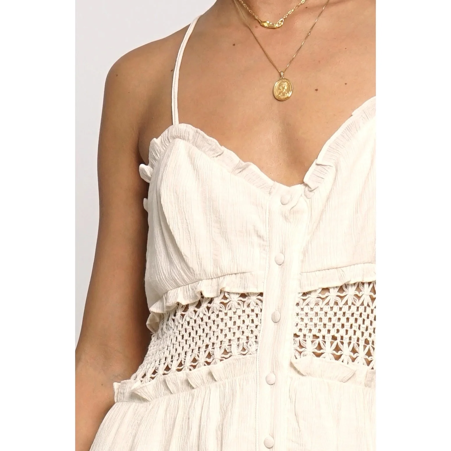 slim fit dress slacks Ivory Button Front Mini Dress - All Dresses