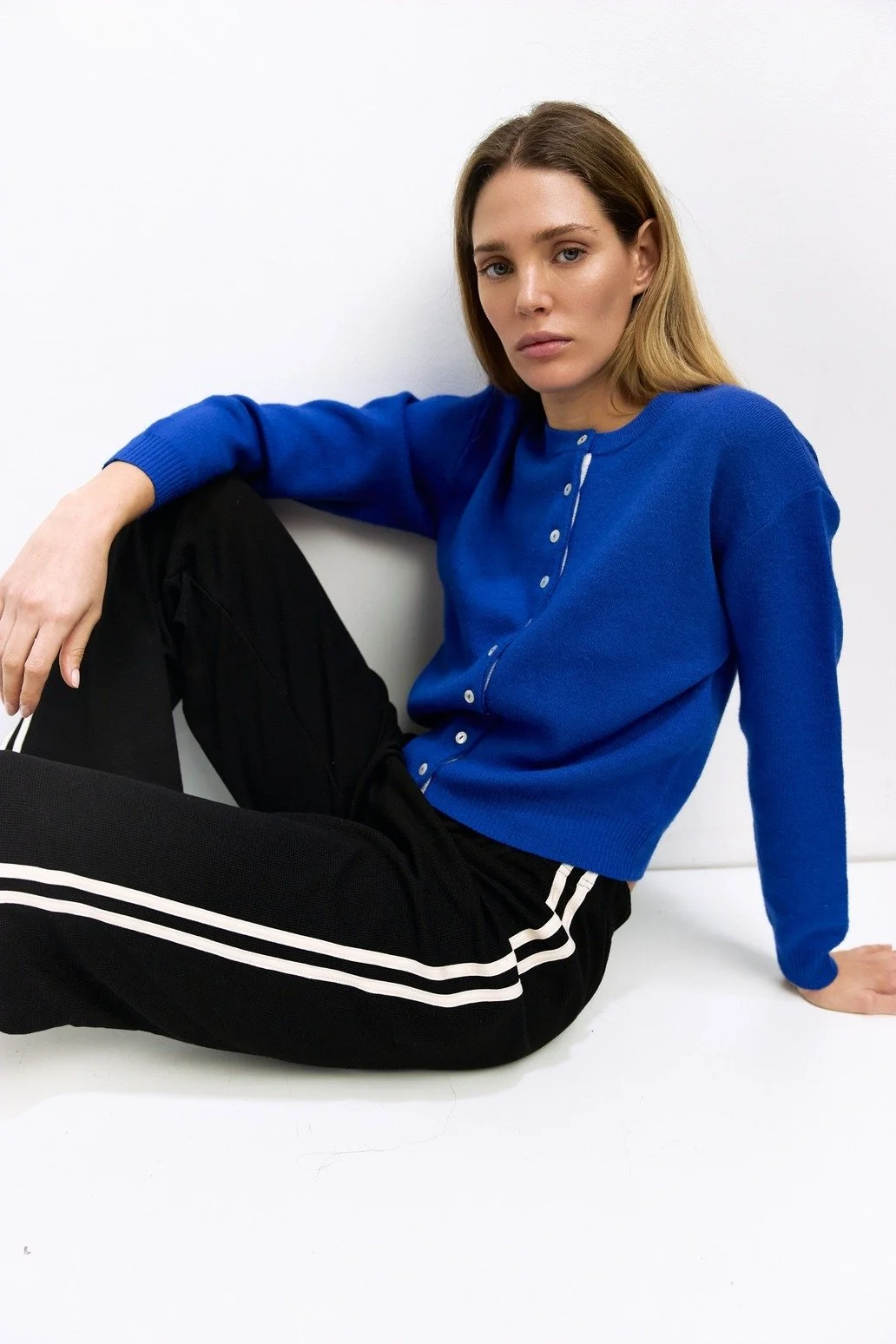 The Malin Button Cardigan Cobalt