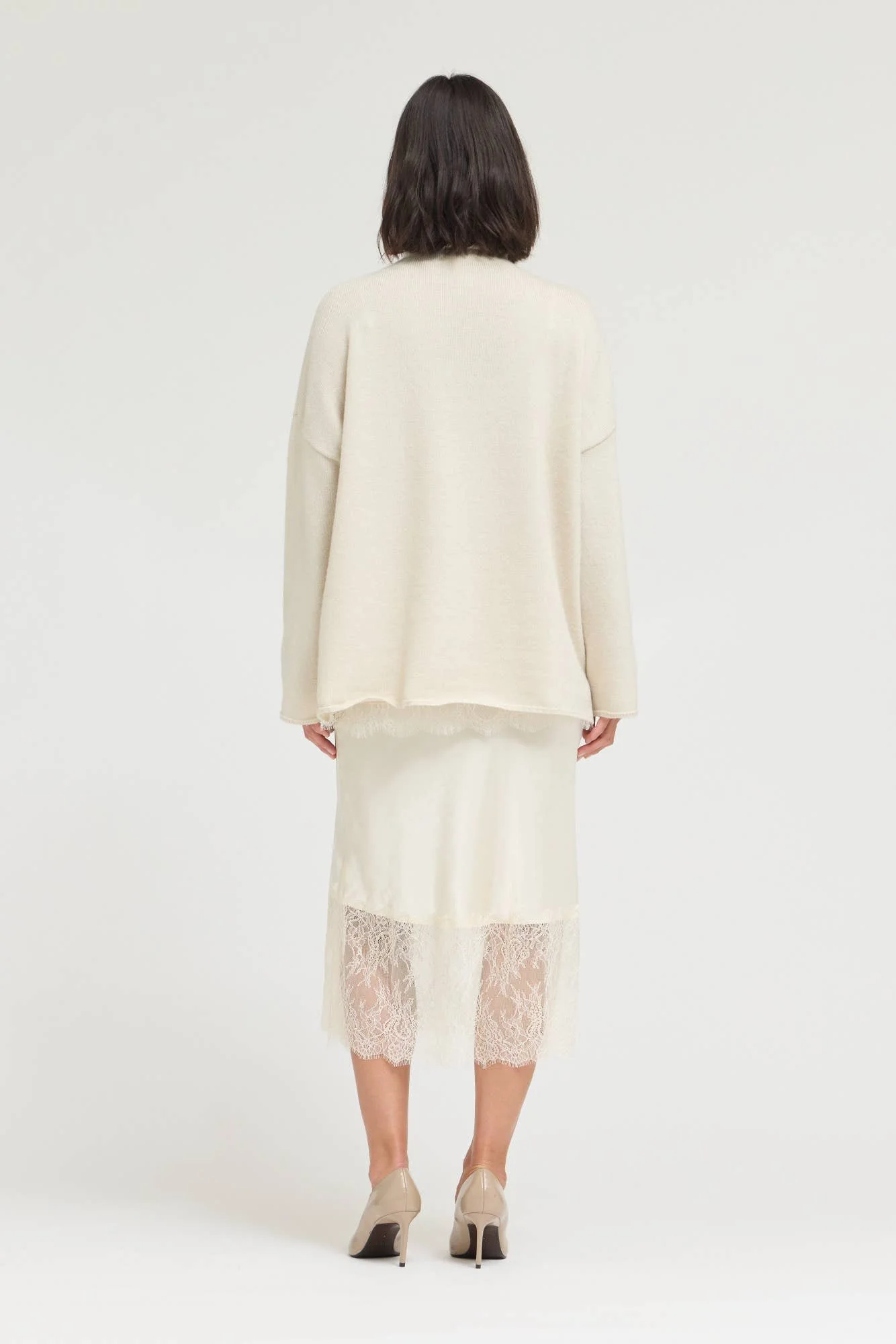 Rolled Neck Loose Fit Sweater Greige
