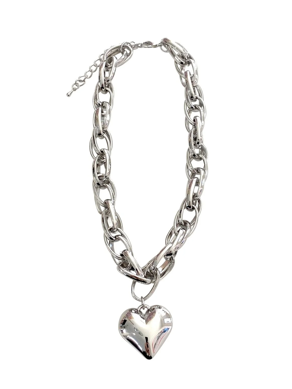 Alyssa Heart Chain Necklace Silver