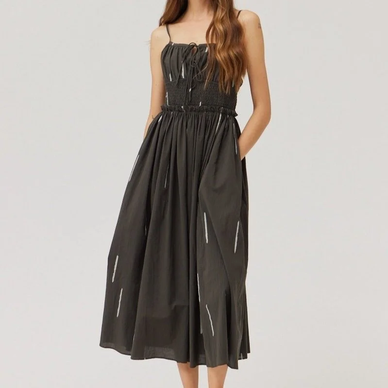 Matchstick Print Midi Sundress Kombu