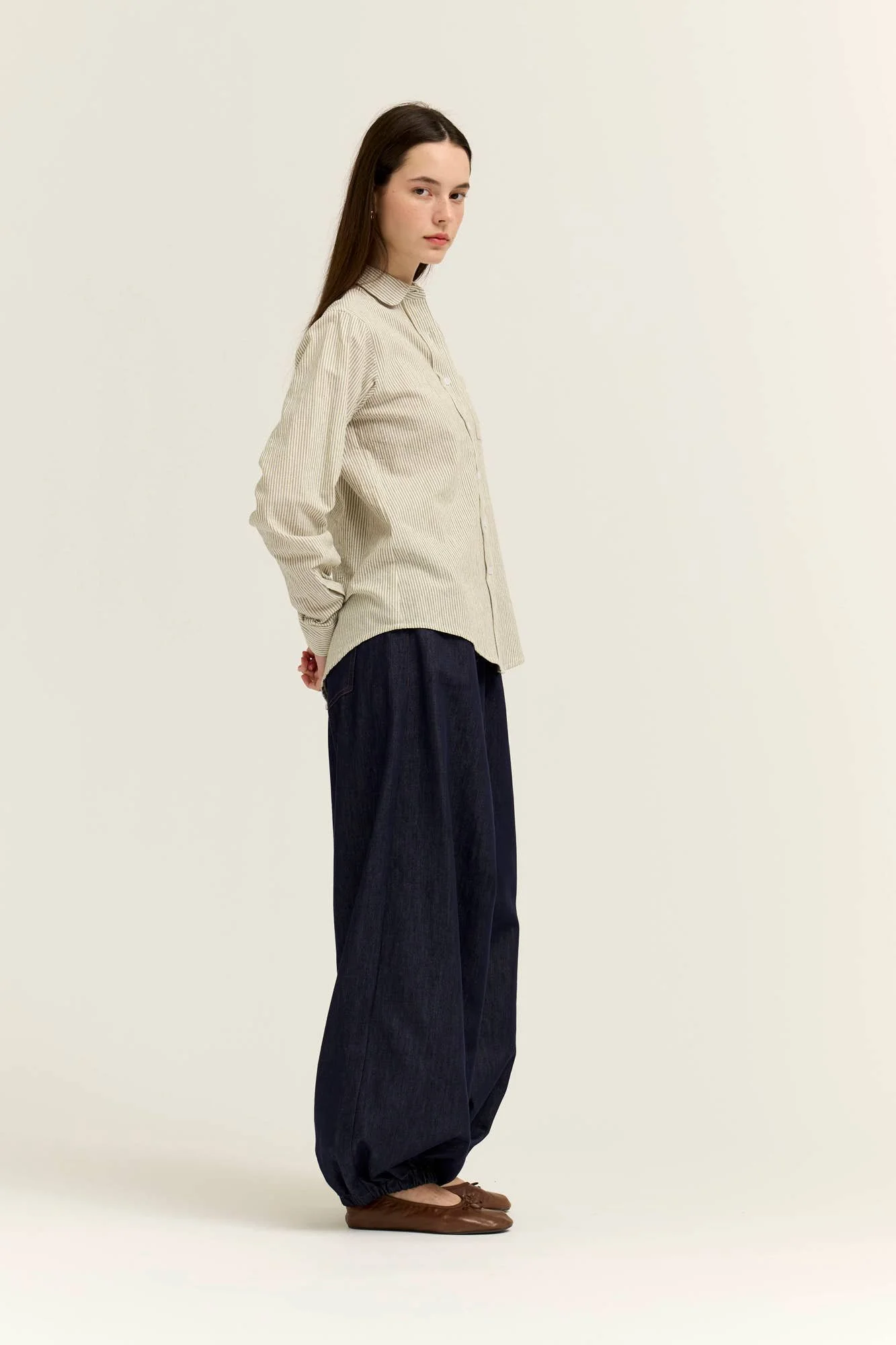 Poplin Striped Button Down Regular Fit Dry Herb