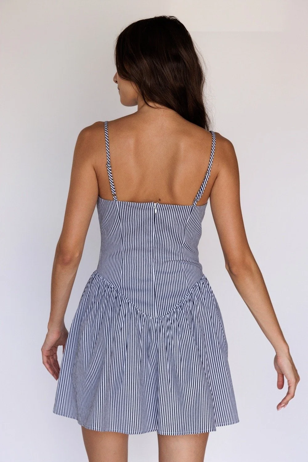 Striped Fit & Flare Mini Dress Navy