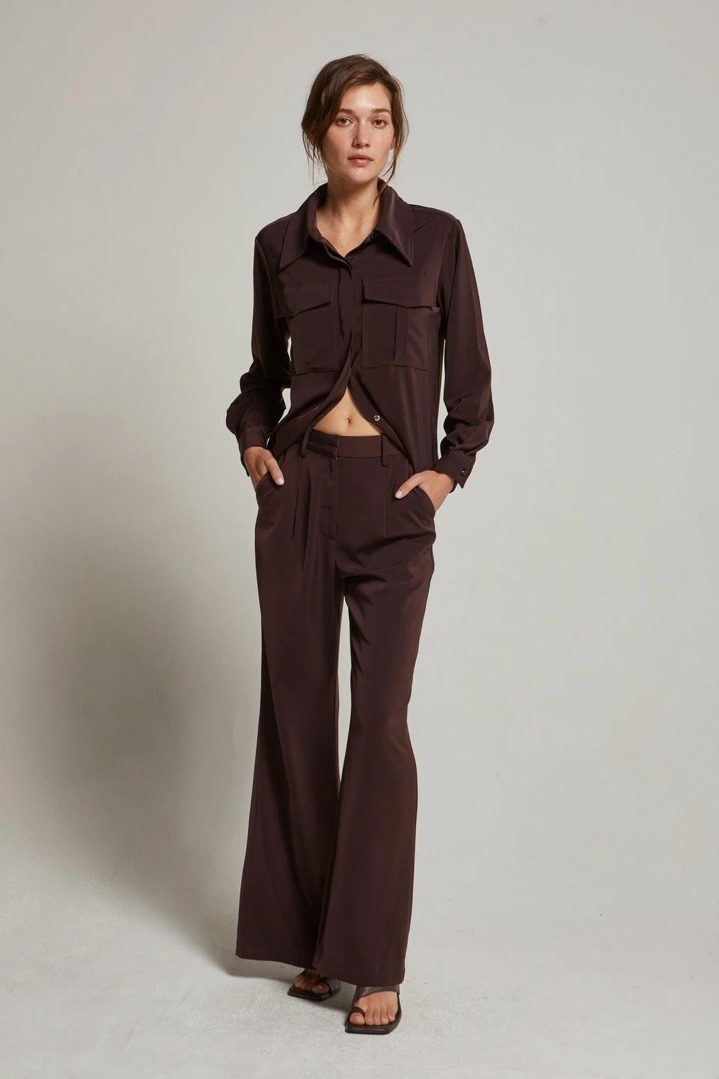 Neveah Silky Wide Leg Trousers Merlot