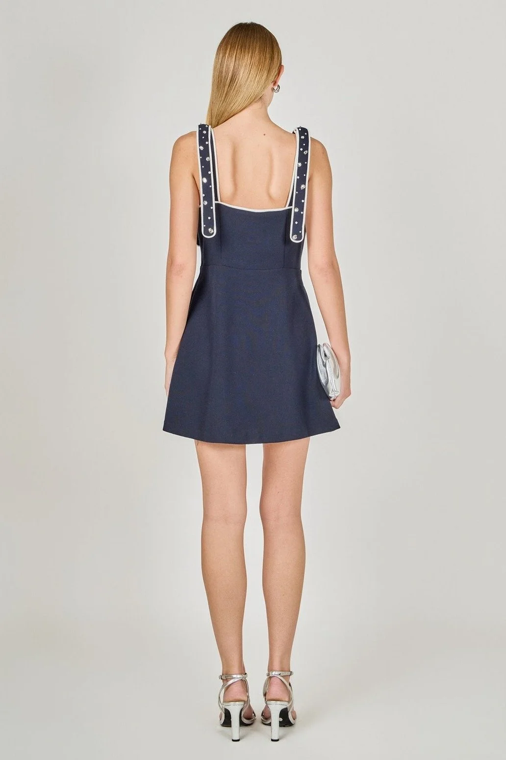 Beaded Strap Mini Dress Navy