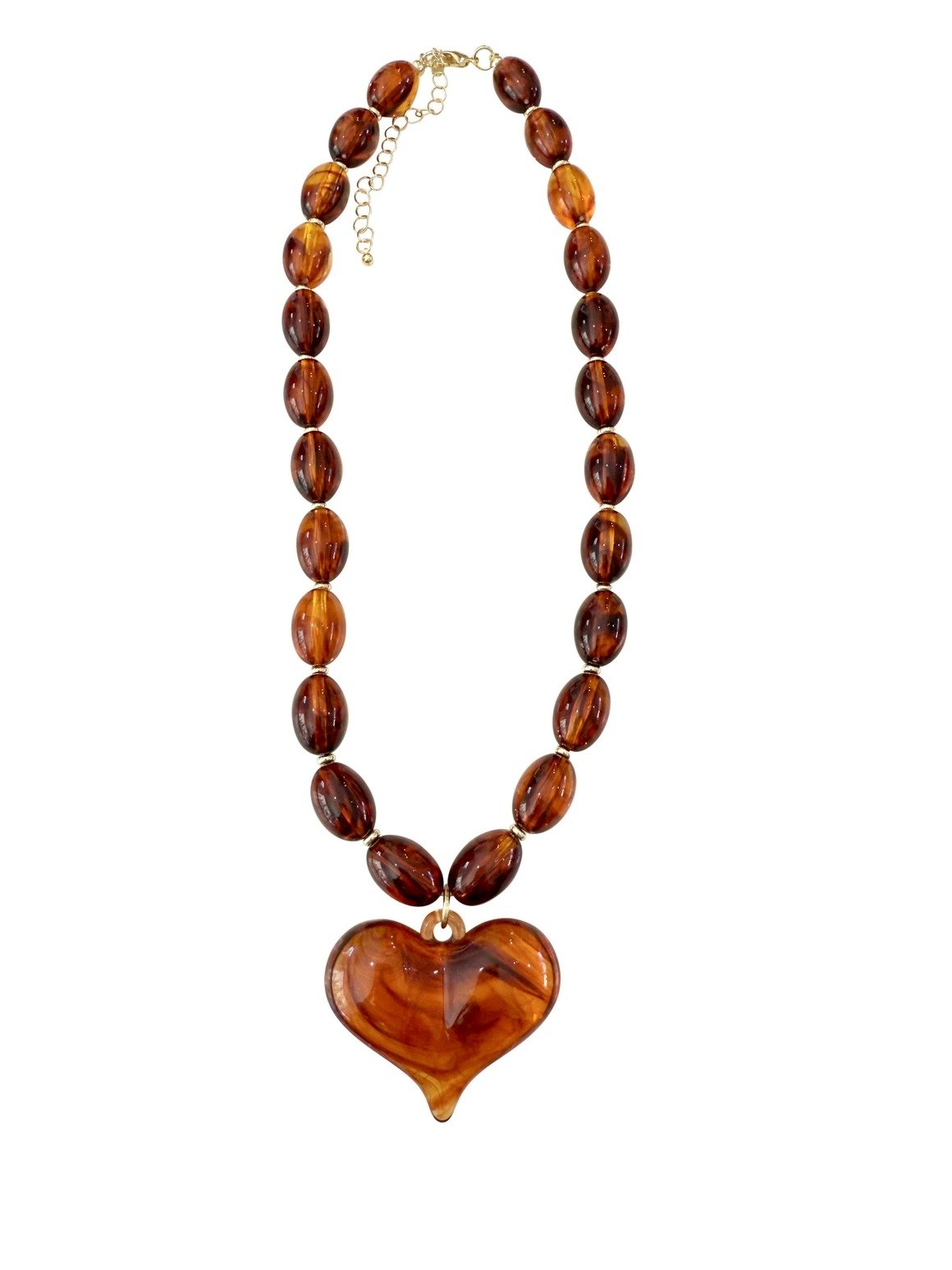 Roxie Chunky Heart Beaded Necklace Tortoise