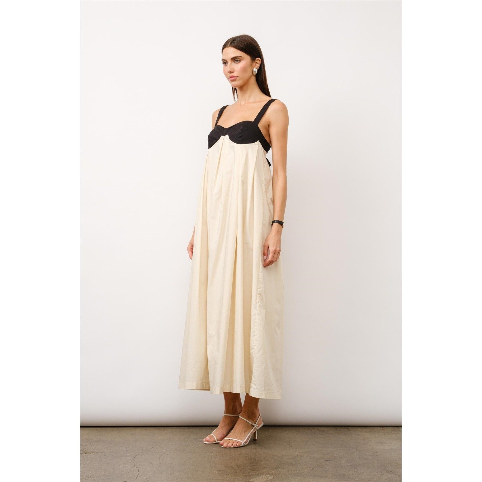 Amelia Box Pleat Maxi Dress Sea Salt