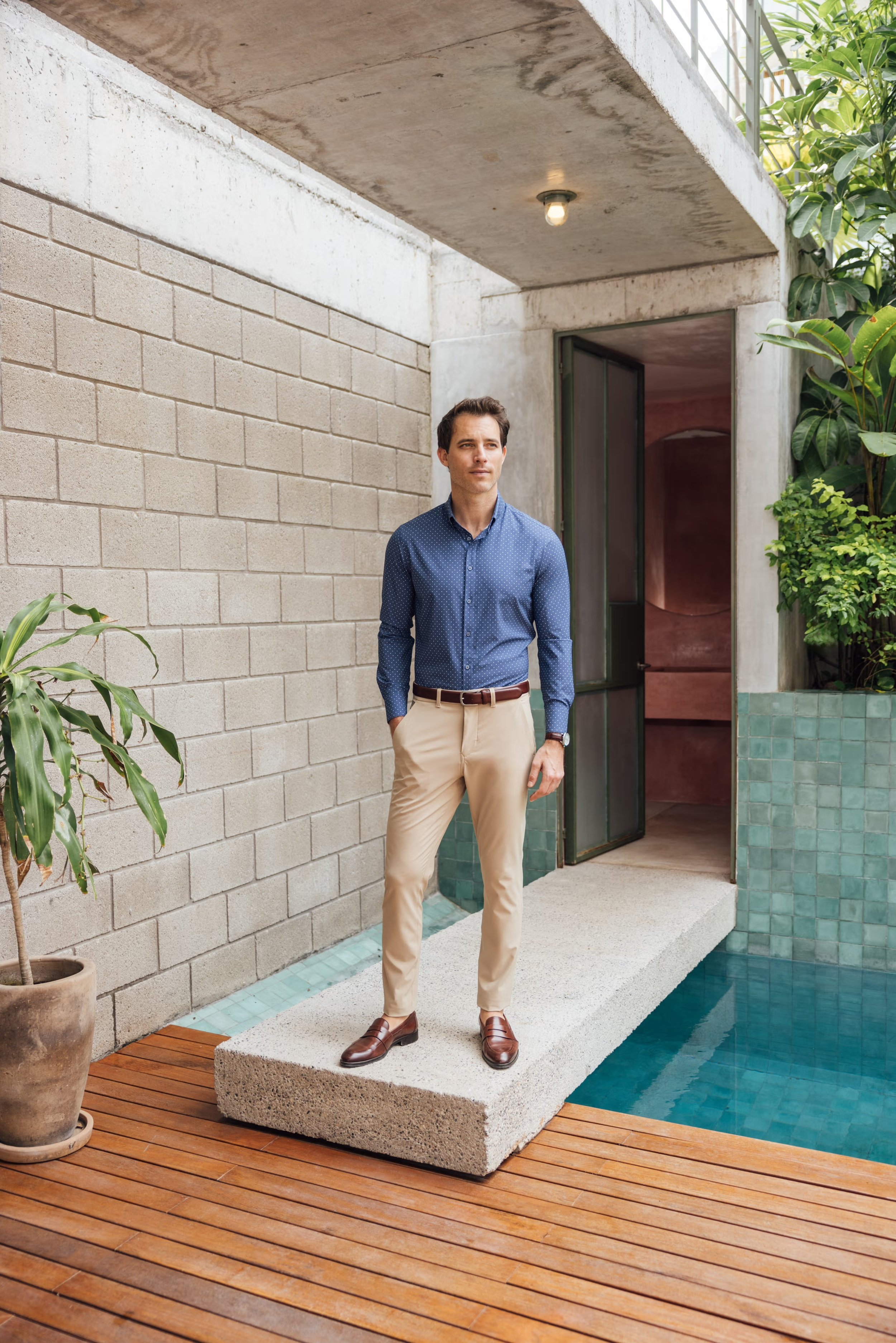 Mizzen + Main Leeward Dress Shirt Coastal Fjord Dot