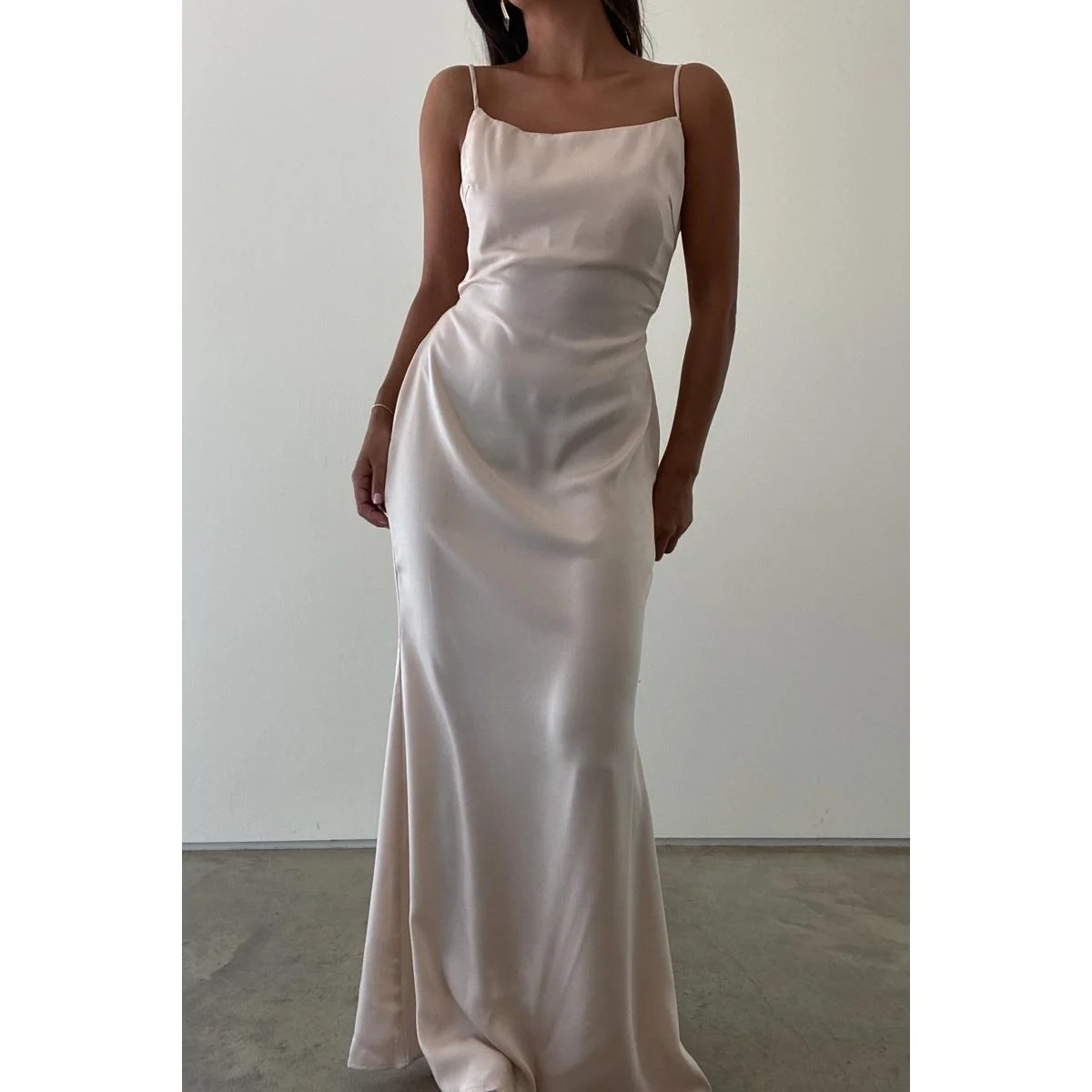 Satin Slip Dress with Cardigan Oyster