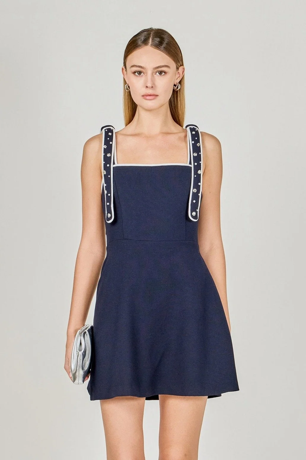 Beaded Strap Mini Dress Navy