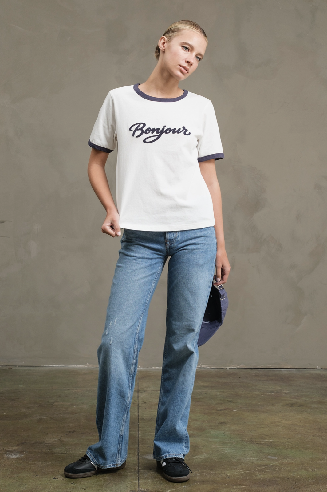 Bonjour Ringer Tee White/Navy