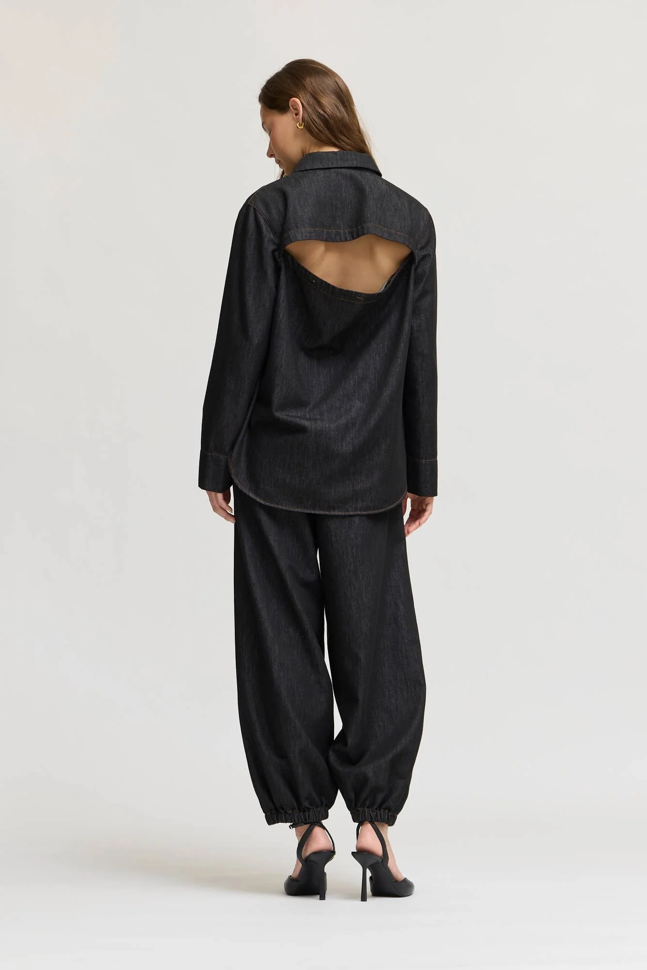Collared Denim Popover Shirt Indigo