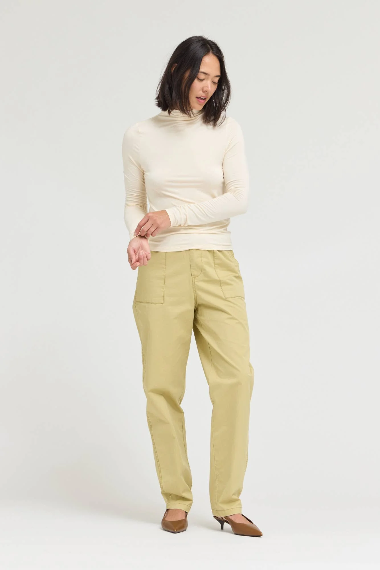 Basic Modal Turtleneck Top Cream