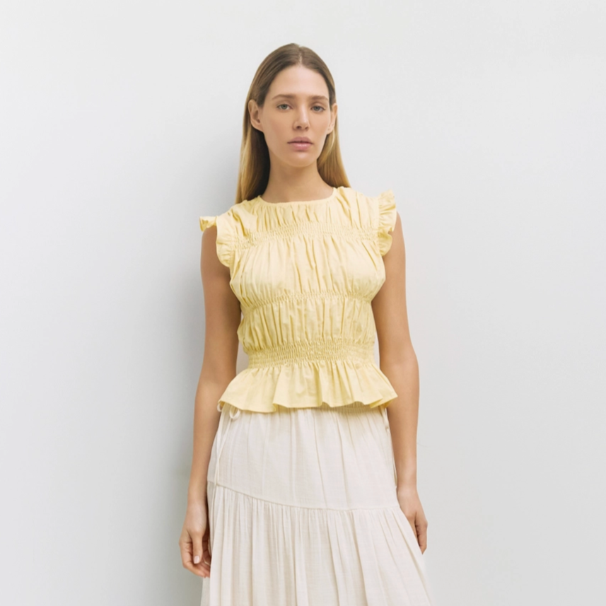 The Eugenie Smocked Top Yellow